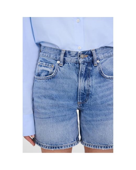 Anine Bing Blue Denim Shorts With Belt Loops