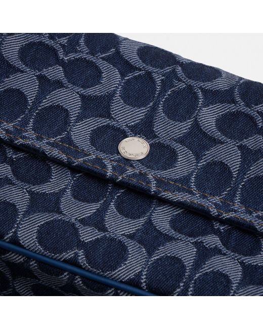 COACH Blue Bolsa Brook Flap Chain Signature Denim