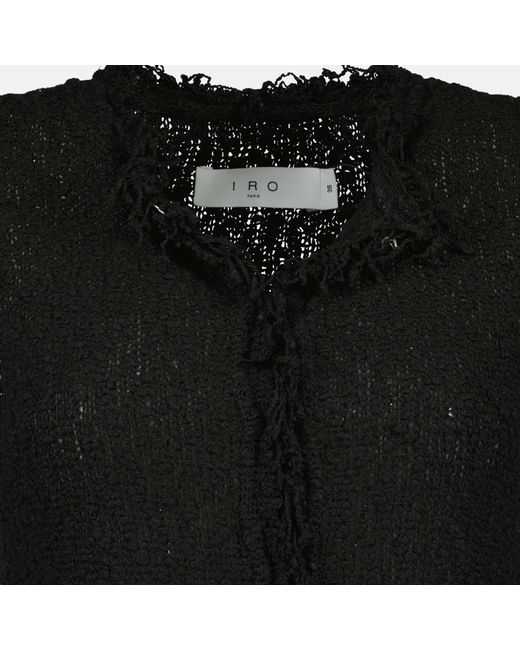 IRO Black Shanny Frayed Tweed Jacket