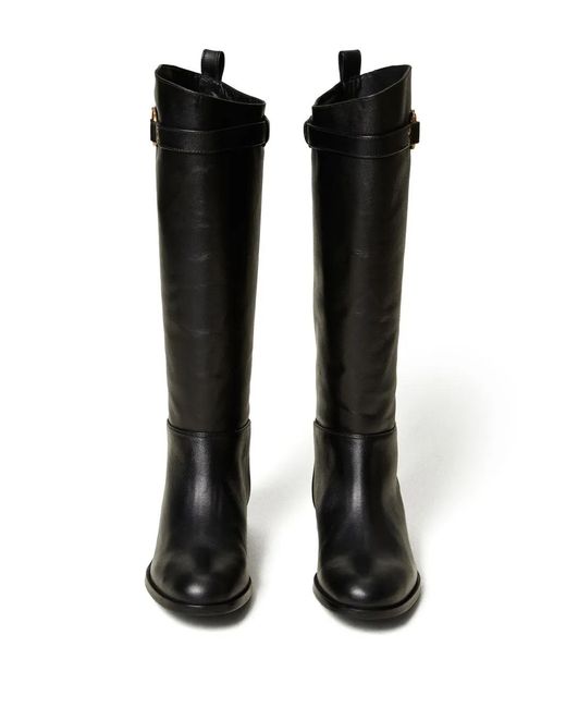 Twinset Black Oval T Leather Boots