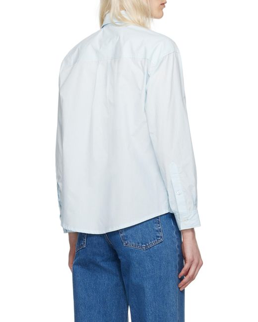 A.P.C. Blue Boyfriend Logo-Embroidered Buttoned Shirt