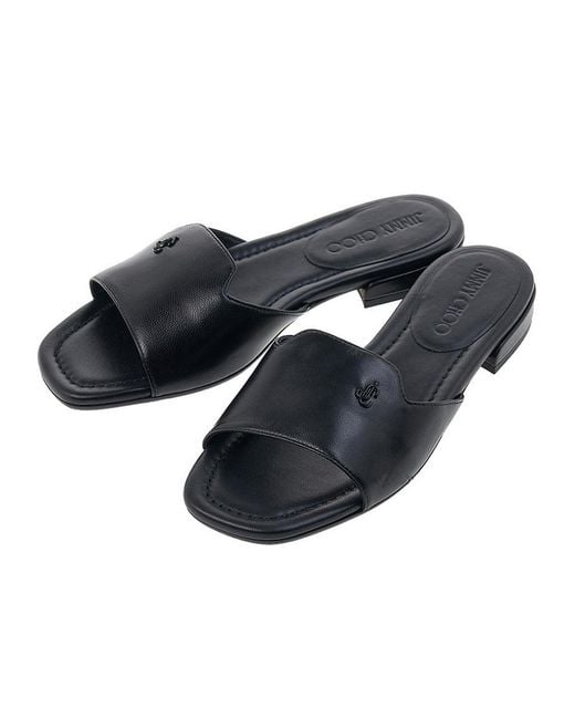 Jimmy Choo Blue Square-Toe Flat Sandals