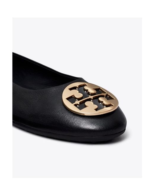 Tory Burch Black Claire Logo Plaque Ballerinas