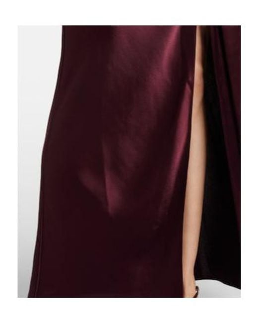 Galvan Red Emilie Tie-Neck Satin Maxi Dress