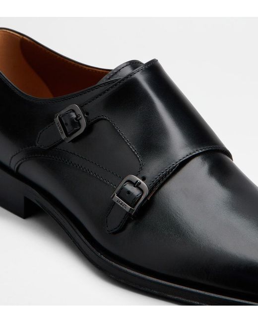 Tod's Black Double-Strap Leather Monk Shoes for men