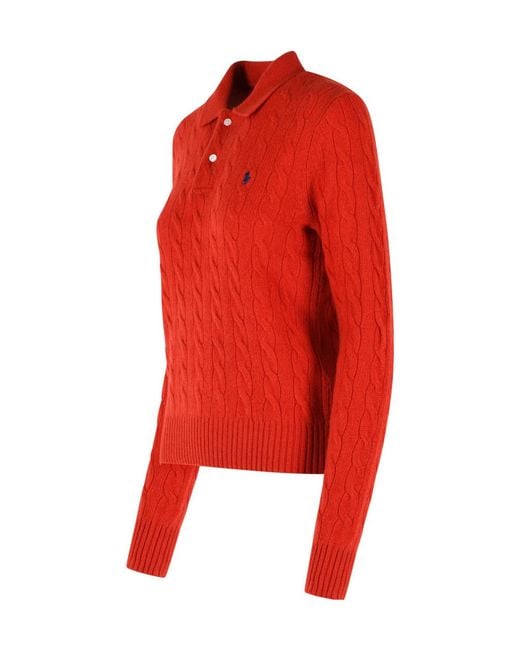 Polo Ralph Lauren Logo Embroidered Knitted Polo Shirt