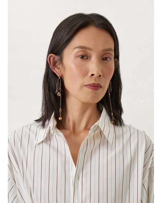 Lemaire White Charm Chain Drop Earrings