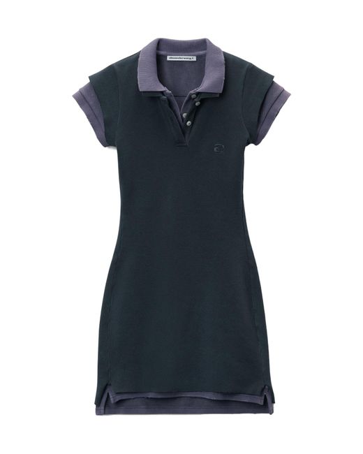 T By Alexander Wang Blue Alexander Wang Layered Short-Sleeve Shirt Dress