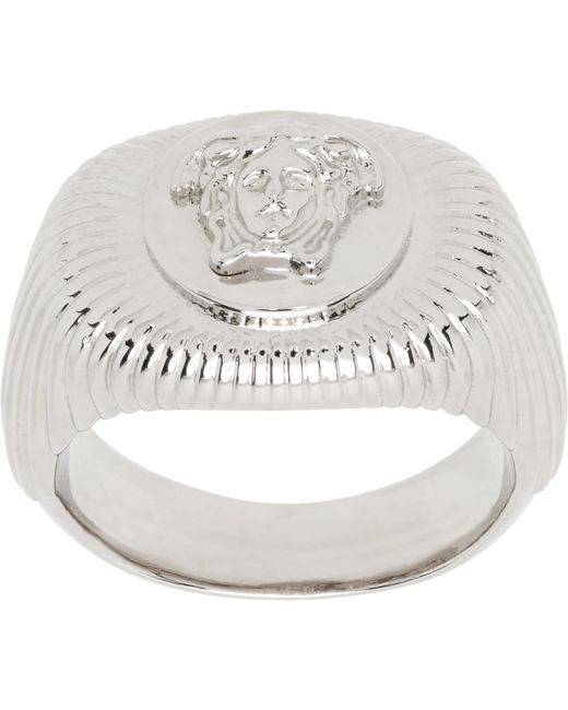 Versace White Patterned Ring for men