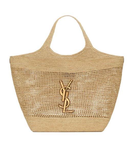 Saint Laurent Natural Icare Logo Plaque Shoulder Bag