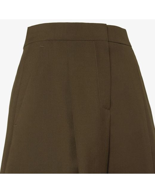 Fendi Green High-Waist Pleated Riding Trousers