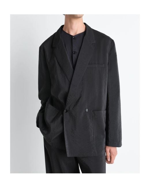 Lemaire Black Double-Breasted Long-Sleeved Jacket for men