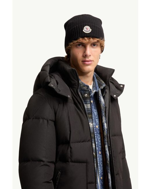 Moncler Black Tricot Wool Blend Beanie for men