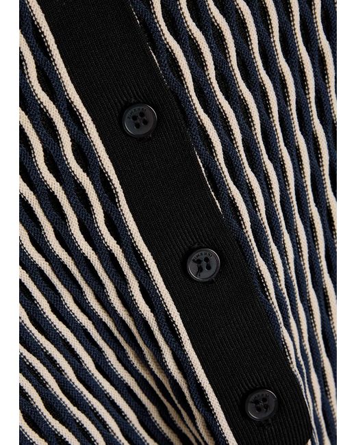 Jonathan Simkhai Black Collen Textured Knit Polo Top