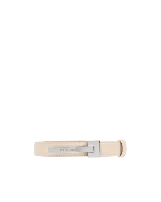 Dolce & Gabbana White Logo Engraved Belt for men