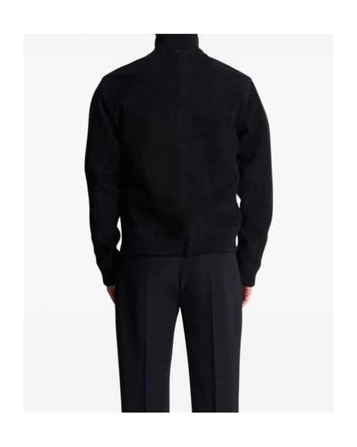 Balmain Black Suede College Emblem Jacket for men