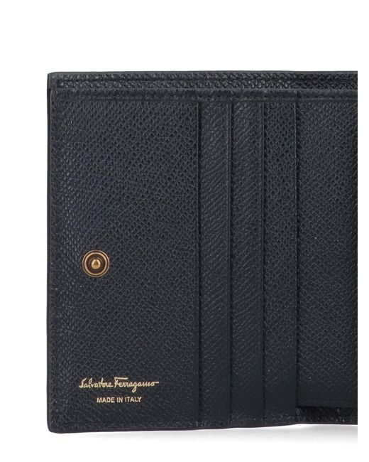 Ferragamo Blue Logo-Plaque Leather Wallet