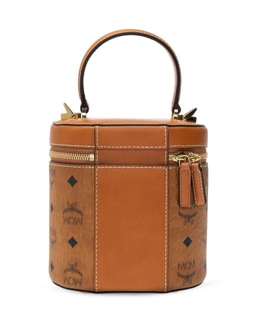MCM Brown Cylinder Bucket Bag