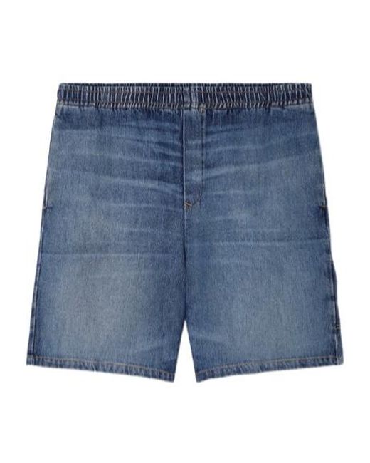 Versace Blue Elastic Waist Denim Shorts for men