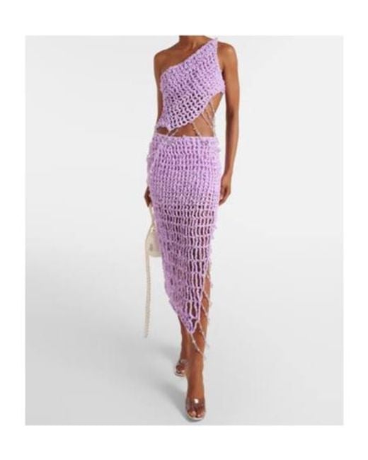 SUSAN FANG Purple Beaded Crochet Top