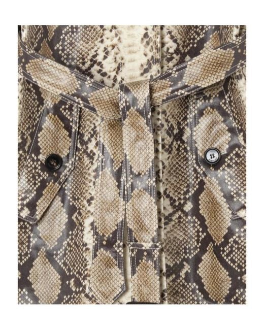 Burberry Brown Belted Printed Short Coat
