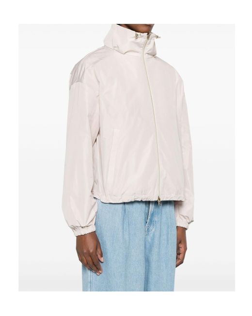 Herno Natural Drawstring Hem Zip-Up Jacket