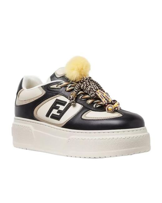 Fendi Black Match Low-Top Platform Sneakers
