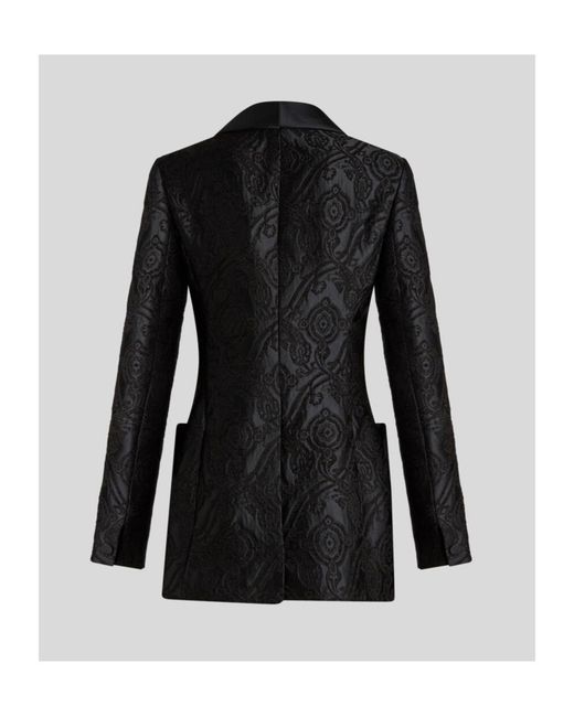 Etro Black Silk Jacquard Blazer