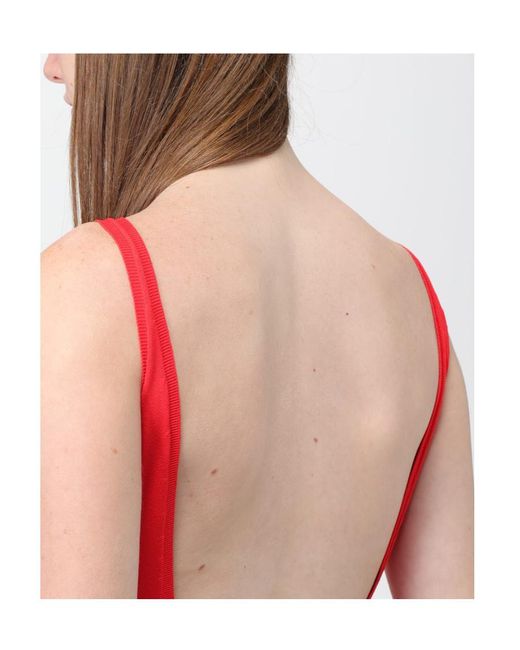 McQueen Red V-Neck Bodysuit