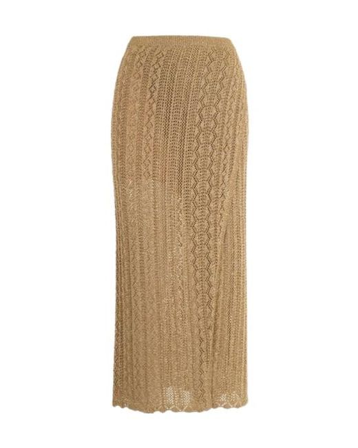 Twinset Natural Lurex Knit Long Skirt