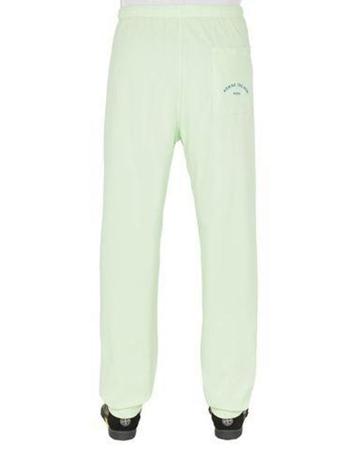 Stone Island Green Logo-Print Cotton Track Pant for men