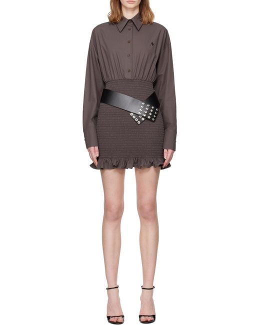 The Attico Brown The Ruched Corset Dress