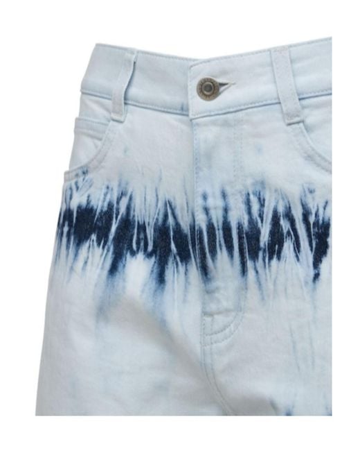 Stella McCartney Blue Tie-Dyed Denim Shorts