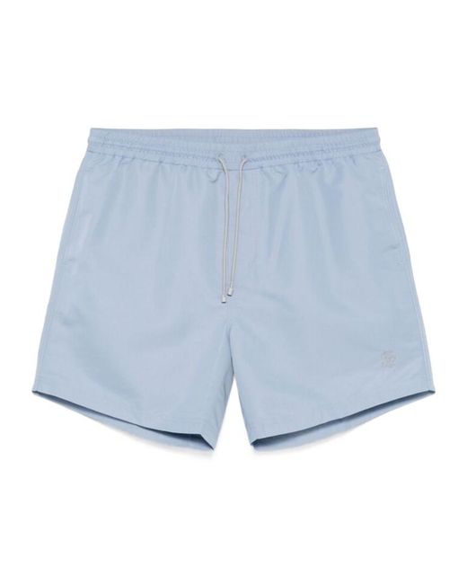 Brunello Cucinelli Blue Drawstring Swim Shorts for men