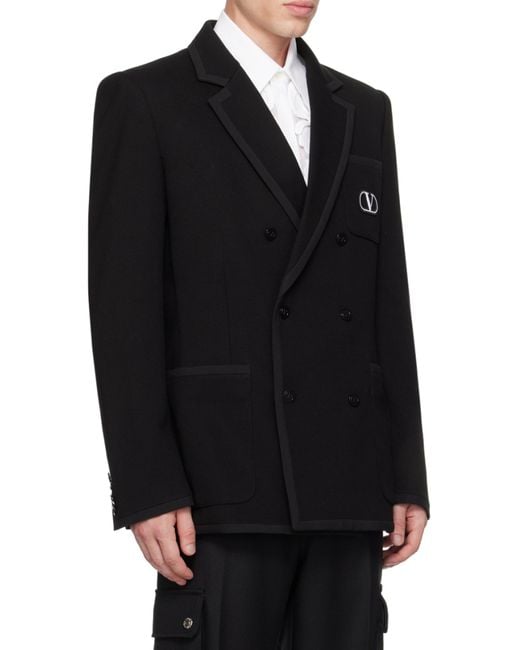 Valentino Black Double-Breasted Long-Sleeved Blazer for men