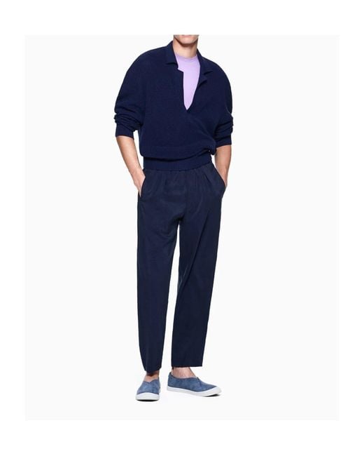 Giorgio Armani Blue Pleated Trousers for men