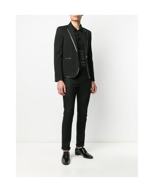 Saint Laurent Black Contrast Trim Blazer for men