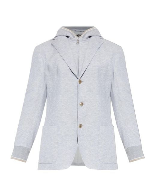 Eleventy Blue Detachable Hood Hooded Jacket for men