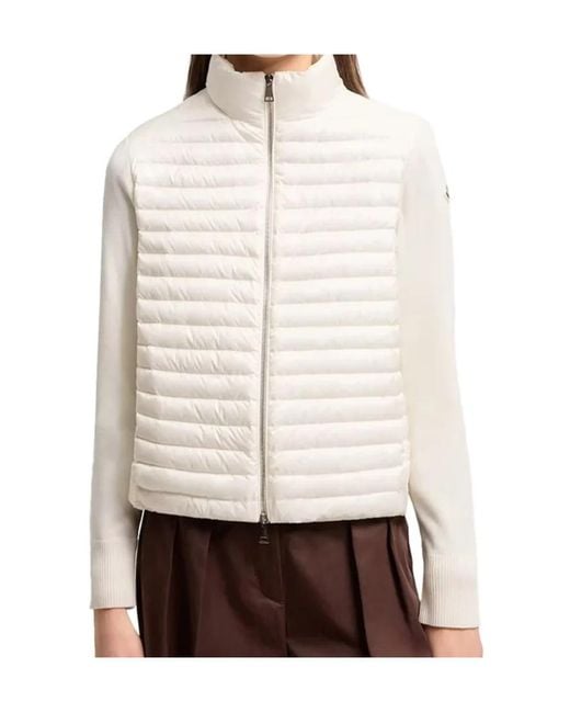 Moncler White Quilted Zipped Cardigan