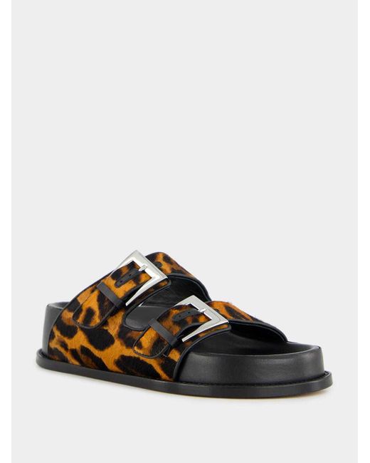 Paris Texas Brown Leopard-Print Flat Sandals