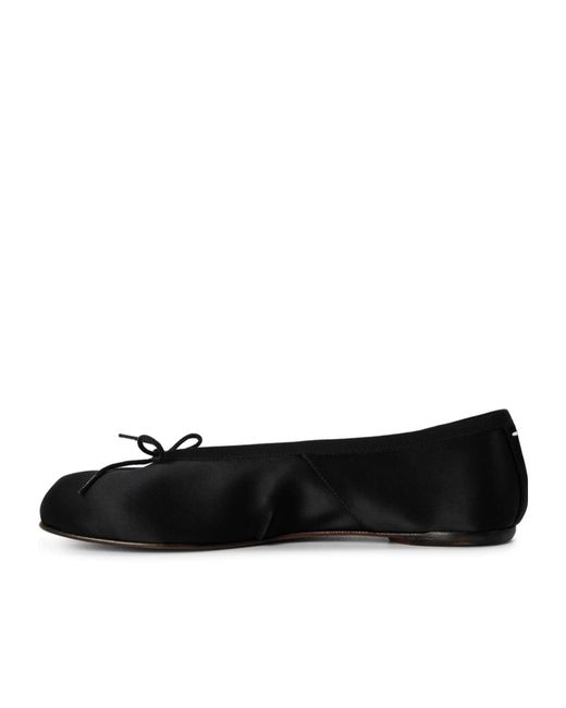 Maison Margiela Black Tabi Logo Ballet Shoes