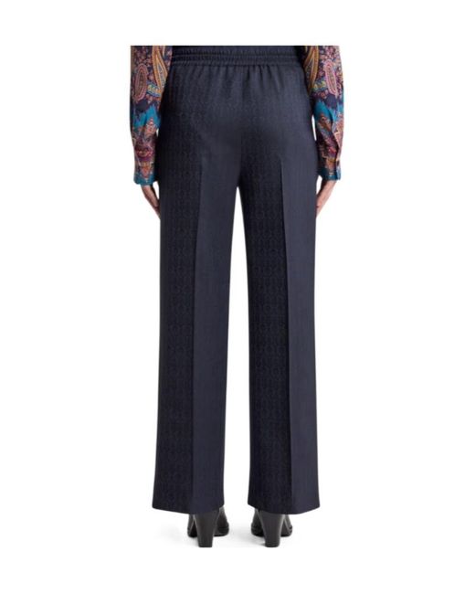 Etro Blue Wool Jacquard Jogging Trousers