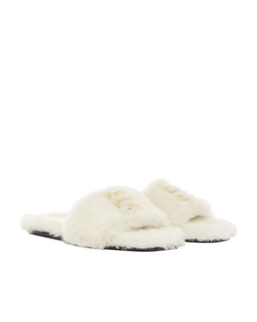 Givenchy White Logo Flat Slippers