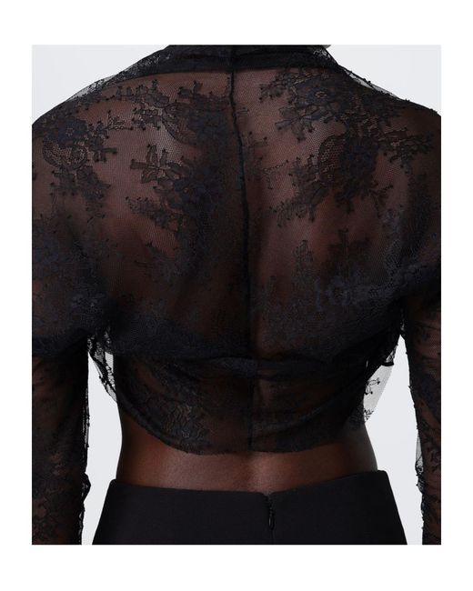 Alberta Ferretti Black Long Sleeve Laced Top