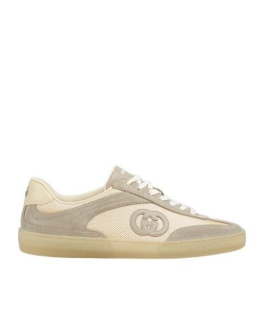 Gucci White G75 Logo Patch Lace-Up Sneakers for men