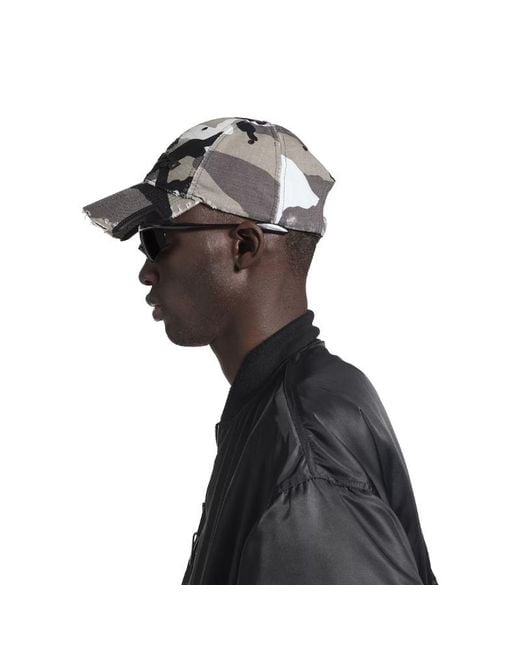 Balenciaga White Logo Embroidered Camo Cap for men