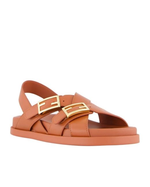 Fendi Brown Leather Sadaols