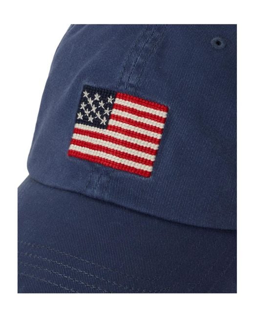 Polo Ralph Lauren Blue Baseball Cap With Flag for men