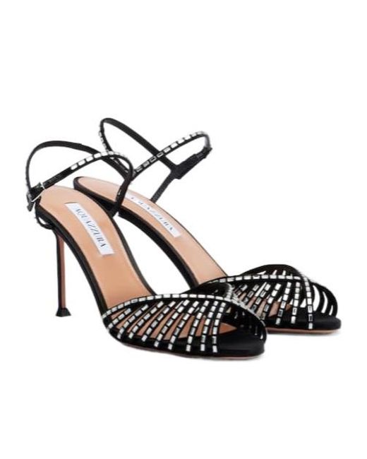 Aquazzura Black Crystal-Embellished Sandals