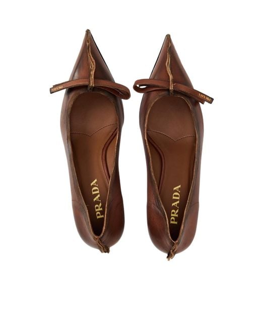 Prada Brown Bow Pointed Toe Stiletto Court Shoes